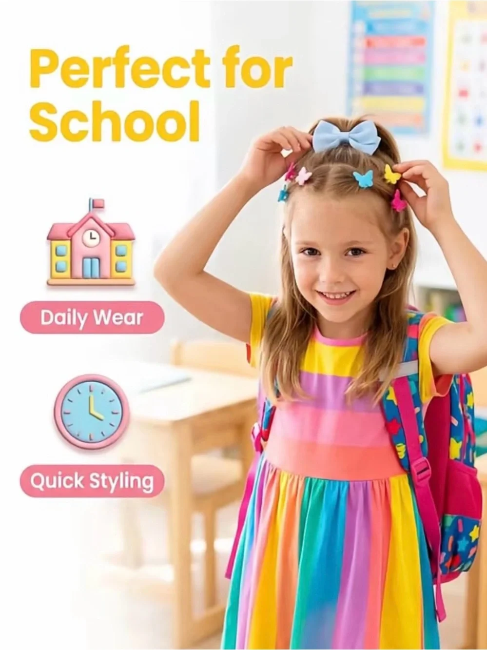 825-Piece Kids Hair Accessories Set — Bright Multicolor Hair Clips & Elastics